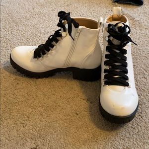 White combat boots